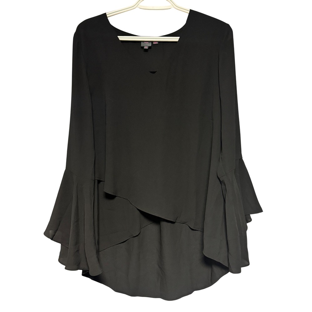 LuLu Womens‎ Black Flare Sleeve Layered Chiffon Blouse Top Medium Whimsical